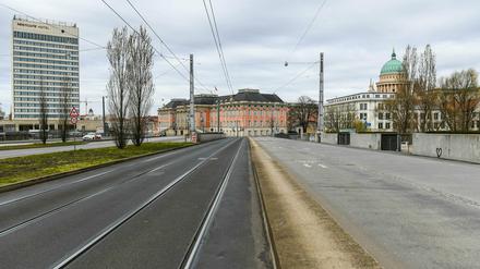 Leere Straßen in Potsdam.