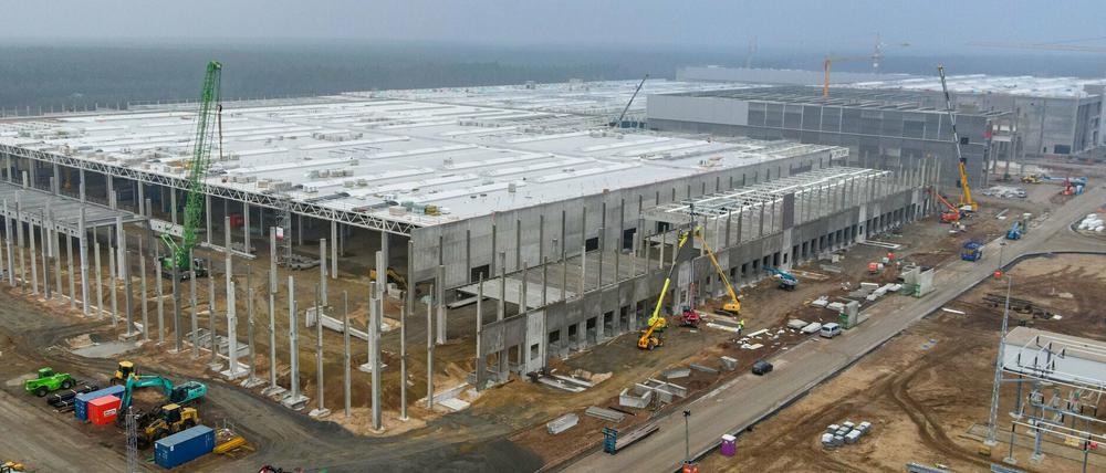 Die Baustelle der Tesla Gigafactory in Grünheide.