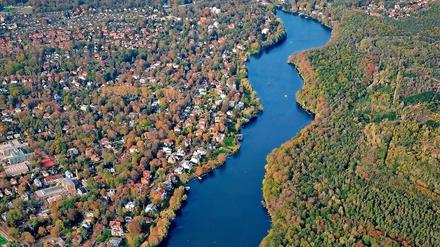 Der Griebnitzsee aus der Vogelperspektive.