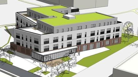 Das geplante vierstöckige neue Pflegeheim in Kleinmachnow.