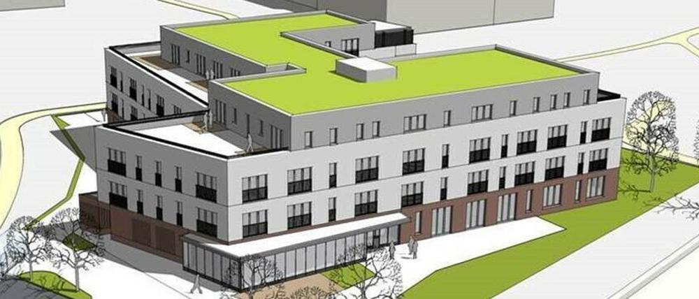 Das geplante vierstöckige neue Pflegeheim in Kleinmachnow.