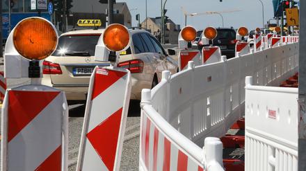 Bau- und Staustelle am Leipziger Dreieck.