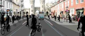 Vision der autofreien Innenstadt: Der Potsdamer Klimarat will dieses Ziel - wie die Umgestaltung der Friedrich-Ebert-Straße als "Boulevard" - befördern.