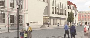 So soll die Synagoge nach dem  Entwurf des Berliner Architekten Jost Haberland einmal aussehen.