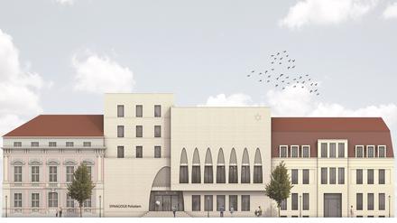 So soll die Potsdamer Synagoge nach Entwurf des Berliner Architekten Jost Haberland aussehen.