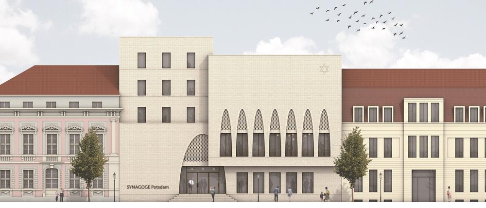 So soll die Potsdamer Synagoge nach Entwurf des Berliner Architekten Jost Haberland aussehen.