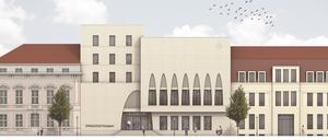 So soll die Potsdamer Synagoge nach Entwurf des Berliner Architekten Jost Haberland aussehen.