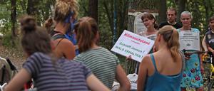 Protest gegen die Pläne für Schulcampus im August 2020.