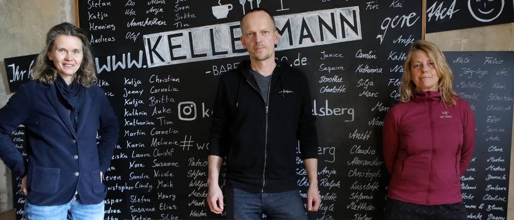 Astrid Buzin (SoupWorld), Uwe Kellermann (Café Kellermann) und Petra Walter-Streitz (Jojo-Reise- und Trekkingladen).