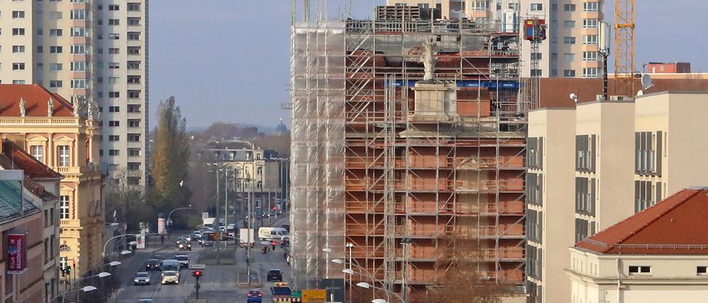 Die Baustelle des Garnisonkirchturms in der Breiten Straße