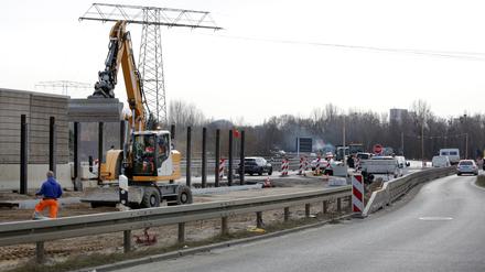 Die Großbaustelle Nuthestraße in Potsdam. 