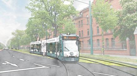 So soll das Doppelgleis an der Nedlitzer Straße aussehen.