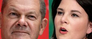 Olaf Scholz (SPD) und Annalena Baerbock (Grüne) - Kanzlerkandidaten für die Bundestagswahl 2021 im Wahlkreis 61 in Potsdam.