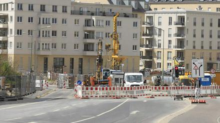 Die Leipziger Straße zwischen Speicherstadt und Leipziger Dreieck bleibt voll gesperrt.