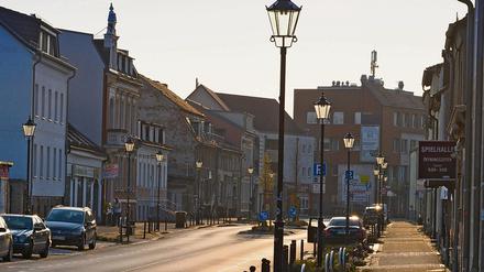 Die Potsdamer Straße in Teltow ist während des Lockdowns kaum belebt. 