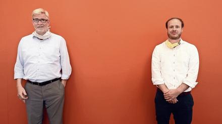 Führungsduo. Klinik-Geschäftsführer Hans-Ulrich Schmidt hat einen Fünf-Jahres-Vertrag – der von Co-Chef Tim Steckel (r.) soll nur um eineinhalb Jahre verlängert werden. 