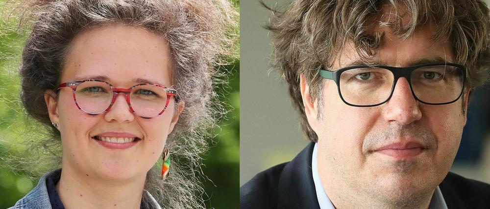 Die Grünen-Spitzenkandidat:innen Michael Kellner und Anna Emmendörffer.