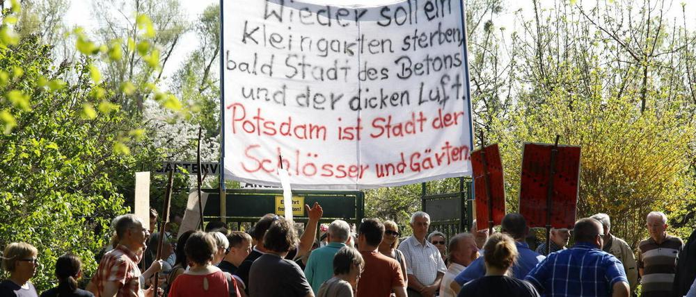 Für den Erhalt der Kleingartenanlage Angergrund hatte es 2018 auch Demonstrationen gegeben. 