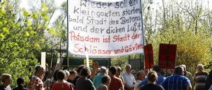 Für den Erhalt der Kleingartenanlage Angergrund hatte es 2018 auch Demonstrationen gegeben. 