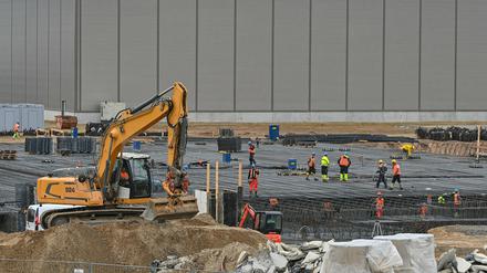 Das Baugelände der Tesla-Gigafactory in Grünheide.