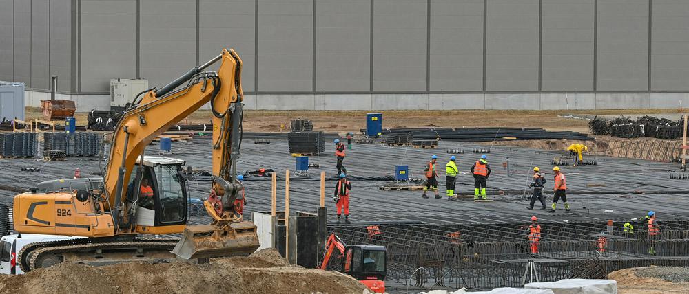 Das Baugelände der Tesla-Gigafactory in Grünheide.