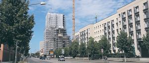 Der Turm der Garnisonkirche wächst. Inzwischen ist der Bau bei 42 Meter, knapp der Hälfte der End-Höhe, angekommen.