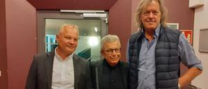 Stararchitekt Daniel Libeskind (M.) mit Jan Kretzschmar (l.) und Friedhelm Schatz vor dem Bauausschuss im Treffpunkt Freizeit.