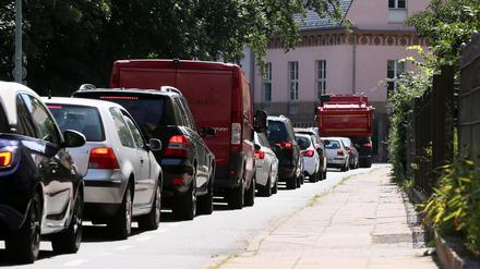 Stau aufgrund von Baustellen auf Potsdams Straßen.