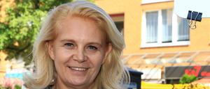 Saskia Ludwig (CDU) auf dem Rathausmarkt in Kleinmachnow.