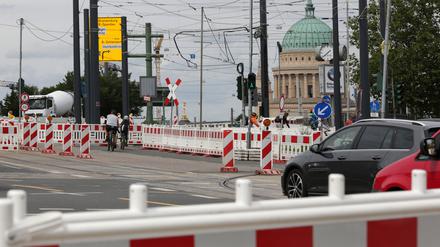 Die Baustelle am Leipziger Dreieck.
