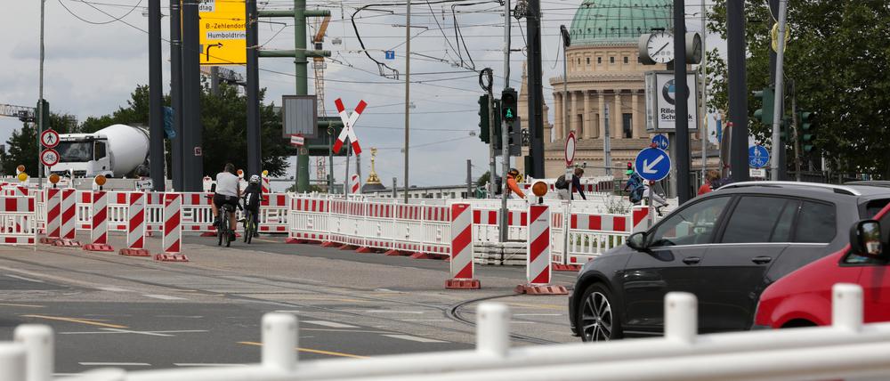 Die Baustelle am Leipziger Dreieck.