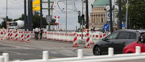 Die Baustelle am Leipziger Dreieck.