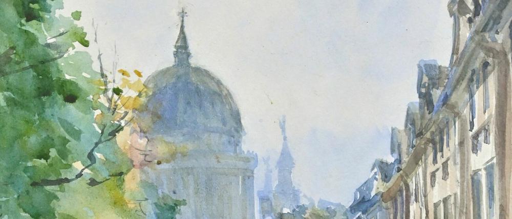 Am Bassinplatz. Eines der Aquarelle von Valerie Wolffenstein, die jetzt dem Potsdam Museum gehören.