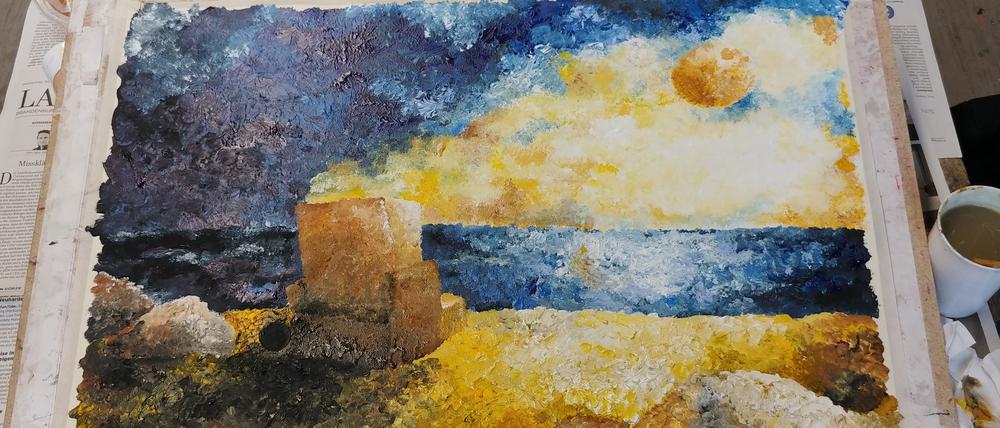 Das gerade fertiggestellte Strand-Meer-Bild von PNN-Leserin Heike Drohla.