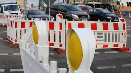 Die Baustelle am Leipziger Dreieck.