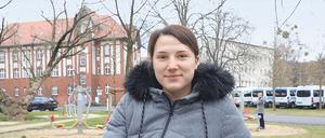 Besorgt. Olha Marushchak ist mit ihrer vierjährigen Tochter und ihrem Ehemann in Potsdam in Sicherheit.