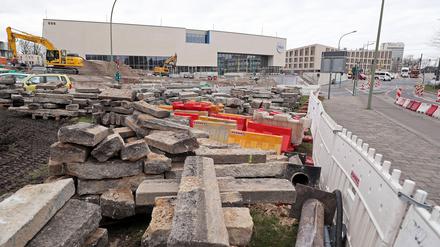 Die Baustelle am Leipziger Dreieck.