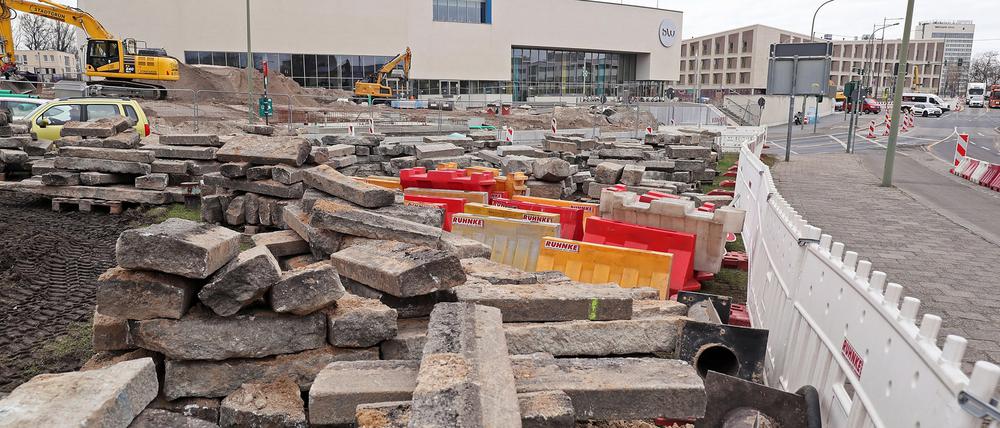 Die Baustelle am Leipziger Dreieck.