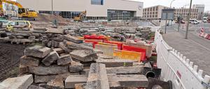 Die Baustelle am Leipziger Dreieck.