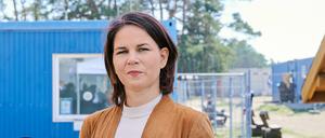 Annalena Baerbock (Grüne) besuchte am Montag die Erstaufnahmeeinrichtung in Eisenhüttenstadt.