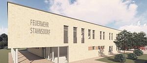 So soll die neue Feuerwache in Stahnsdorf aussehen. Der Rohbau soll um Ostern 2023 herum fertig sein. 