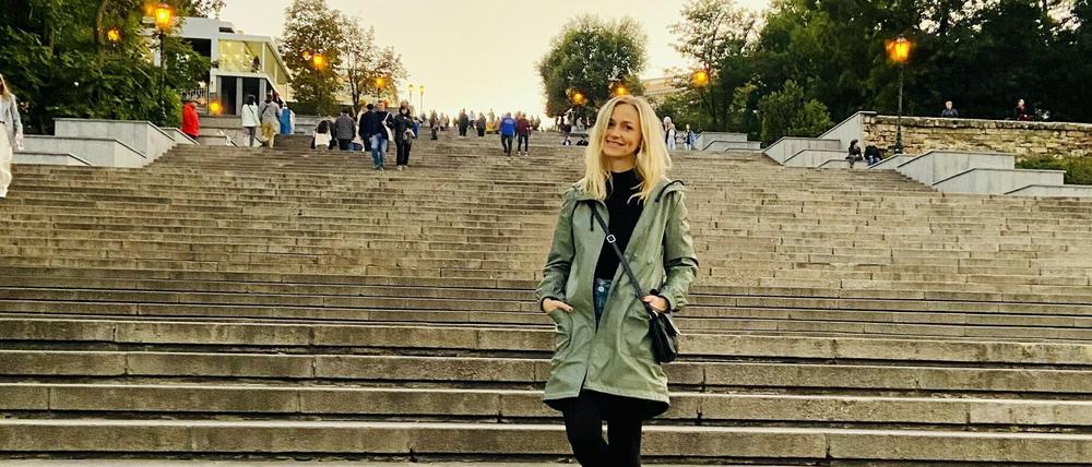 Ira Peter auf der Potemkinschen Treppe in Odessa.