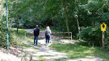 Der Uferweg am Groß Glienicker See ist seit Jahren an mehreren Stellen blockiert. 