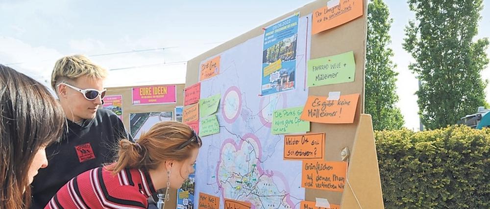 Aktionstag von Stadtjugendring und der Stadt Potsdam zur Beteiligung und Ideenfindung an der Gestaltung des Nutheparks.