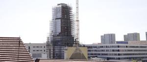 Die Baustelle des Potsdamer Garnisonkirchturms Anfang Mai. 