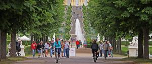 Bei herrlichem Sonnenschein können die Menschen durch Potsdams Welterbepark Sanssouci flanieren. (Symbolbild)