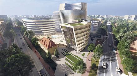 Unpassend? Der Bürokomplex, den Stararchitekt Libeskind entworfen hat, soll 66 Meter hoch sein. Daran stoßen sich einige Anwohner.