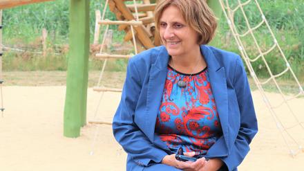 Nachsitzen. Bildungsministerin Britta Ernst (SPD) im Grünen Klassenzimmer auf der Landesgartenschau in Beelitz.