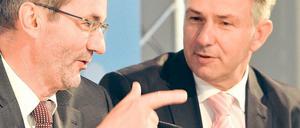 Routenplaner. Platzeck und Wowereit am Freitag in Schönefeld.