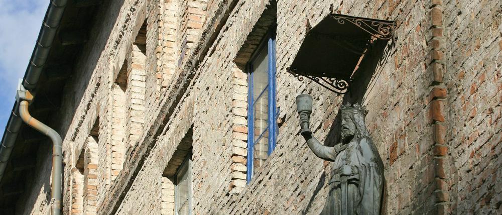 Die Gambrinus-Figur ist derzeit in der Restaurierungswerkstatt.